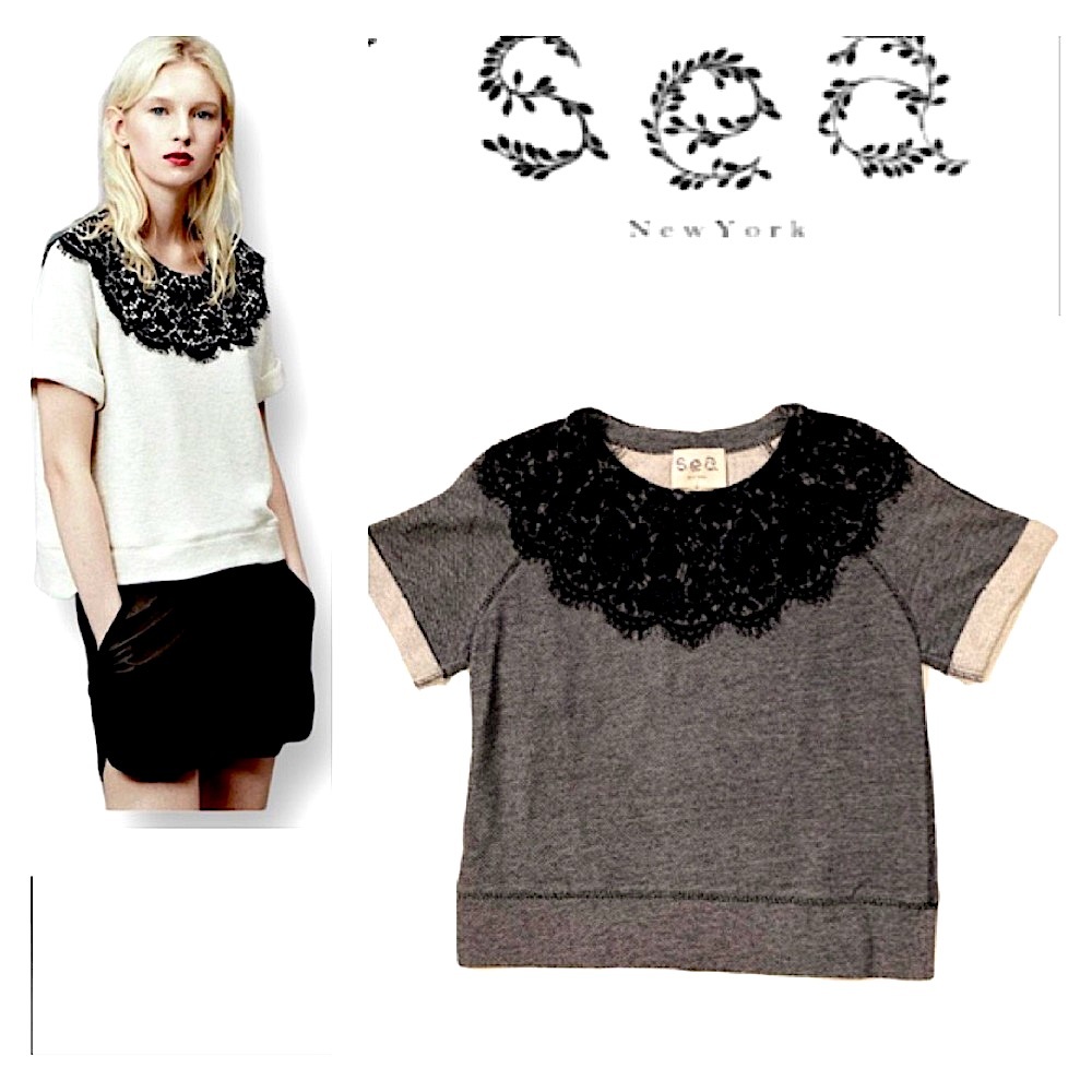 SEA NEW YORK Crew Neck Short Sleeve Sweatshirt Sz. XS